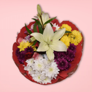 Radiant Chrysanthemums with lily hand bouquet