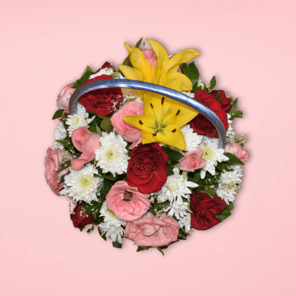 Elegant Mixed Roses with White Chrysanthemum Basket