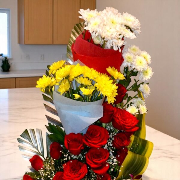 Magnificent mix of Roses,Chrys and Blue Orchids - Image 5
