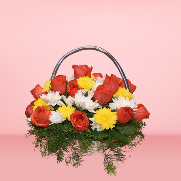 Flower basket made with roses