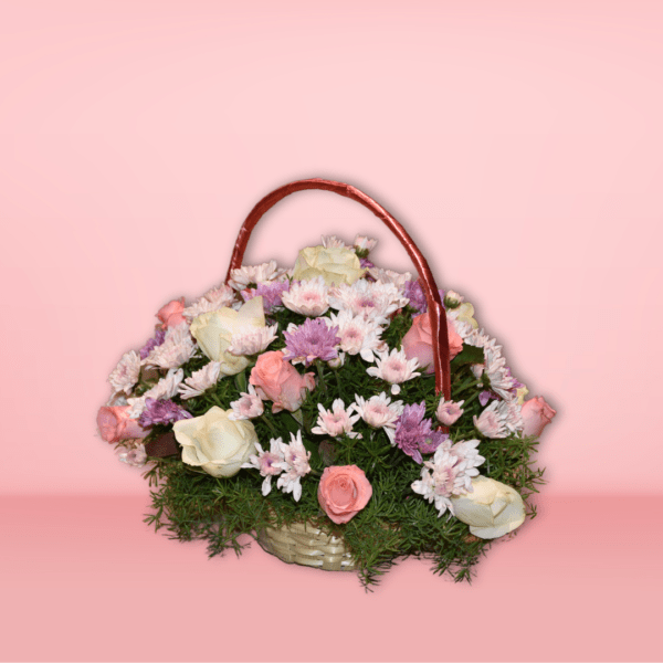 Blooming Rose and Chrysanthemum basket