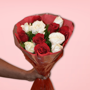 White and Red rose bouquet