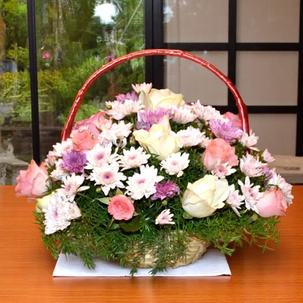 Blooming Rose and Chrysanthemum basket - Image 3