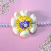 White rose floral rakhi with white pearls