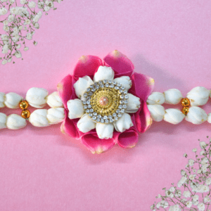 Pinl rose petals, Arabian jasmine centrepiece with double flower beads