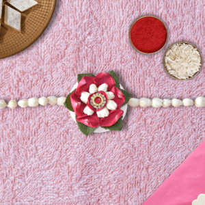 Eco-friendly Rakhi made with red rose petals and white jasmine buds