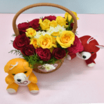 Yellow and Red Rose Basket