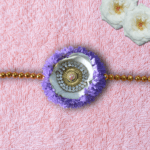 Floral Rakhi with Gypsy, Rhinestones & Golden Beads