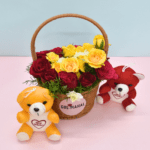 Yellow and Red Rose Basket