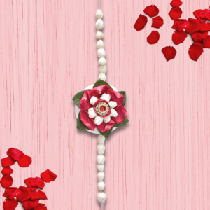 Eco-friendly Rakhi made with red rose petals and white jasmine buds