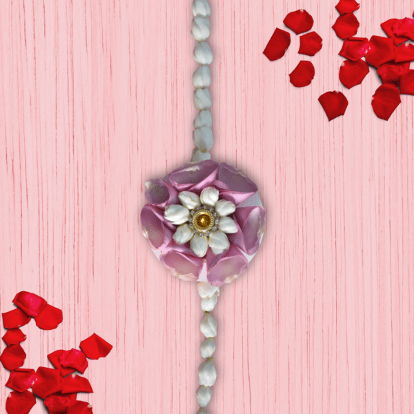 Stylish flower Rakhi - Jasmine & Purple Rose Petals