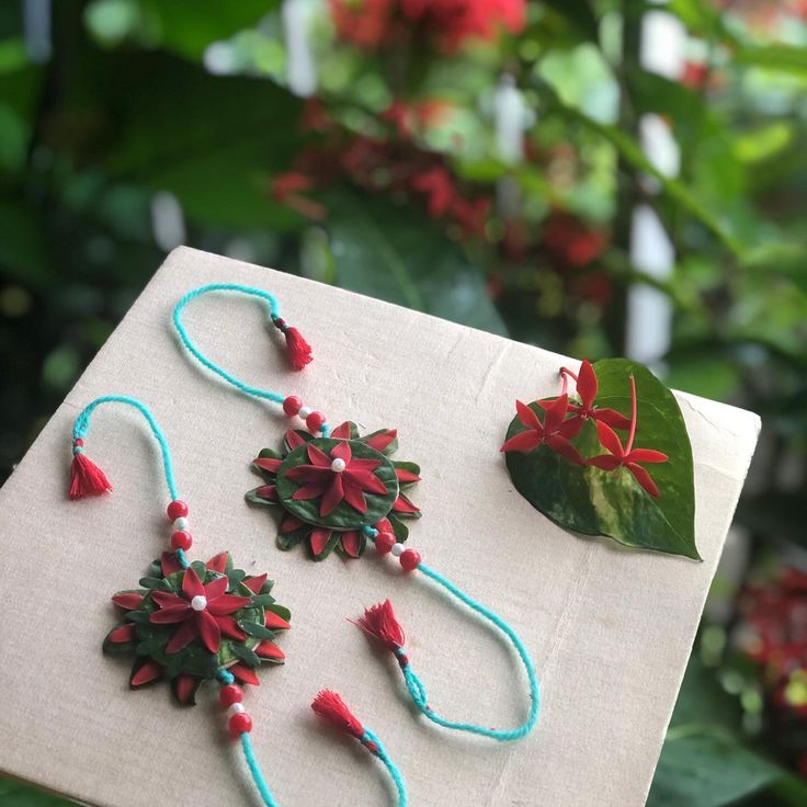 Floral rakhi made out of leaves