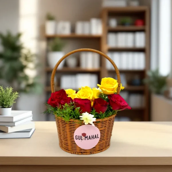 Order Red & Yellow Rose Flower Basket at best prices