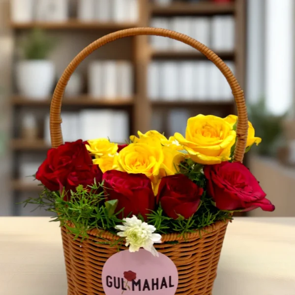 Red & Yellow Rose Flower Basket in Mumbai, Chennai, Hyderabad, Bangalore, Delhi, and More