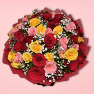 Pink, Red, And Yellow Rose Bouquet