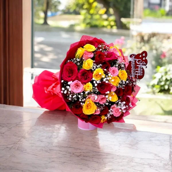Buy Mixed Rose Bouquet in Hyderabad, Mumbai, Bangalore, Delhi, & More