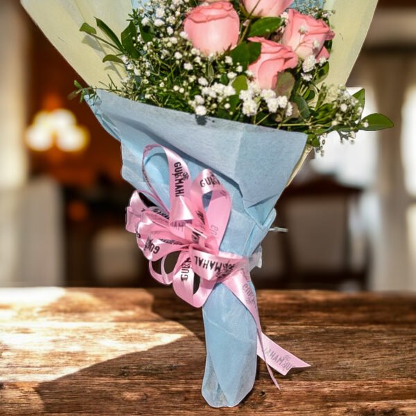 Mini Pink Rose Hand Bouquet - Image 3
