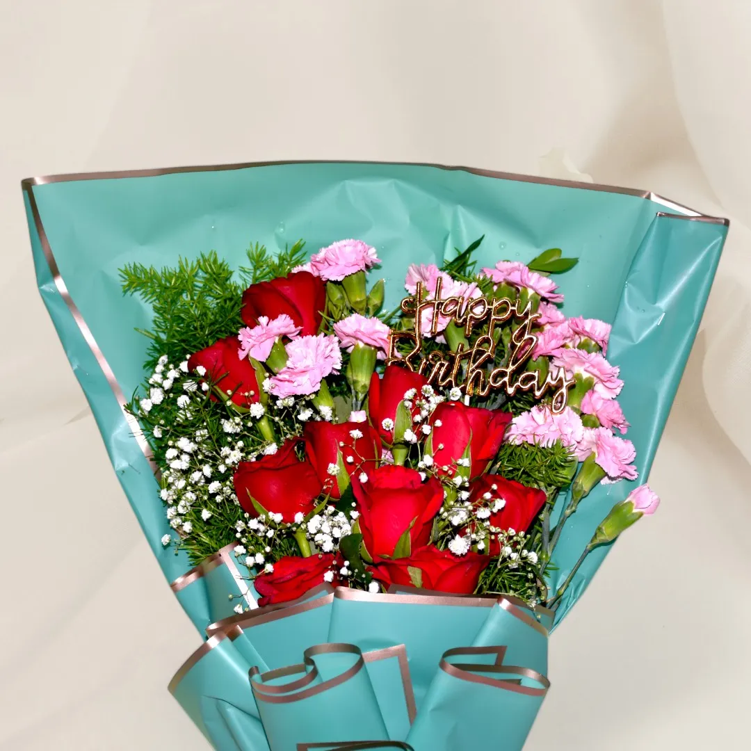 Red Rose & Pink Carnation Bouquet - 2