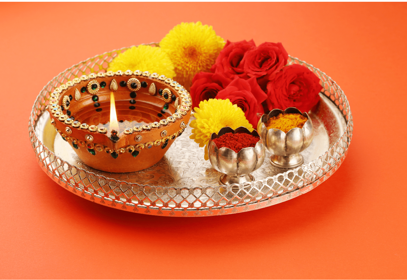 Pooja thali for Diwali