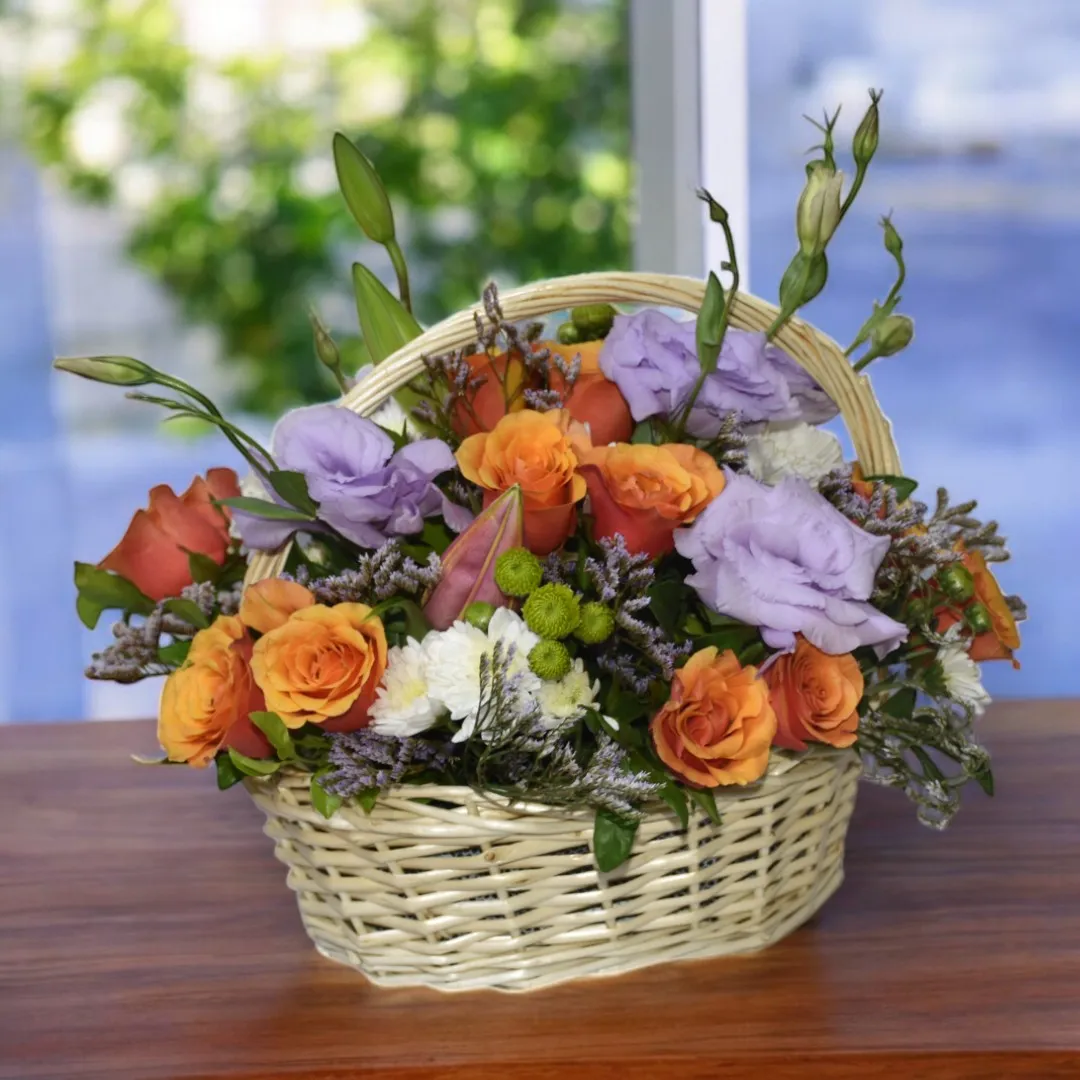 Premium Flower Basket made with beautiful flowers - 1