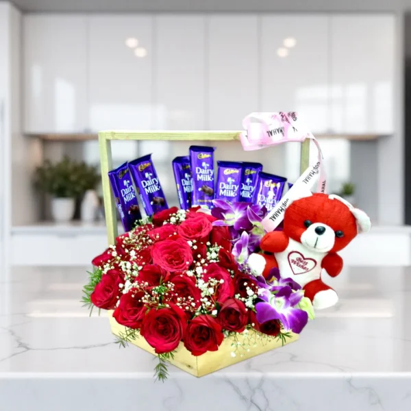 Red Rose and Chocolate Basket - 1