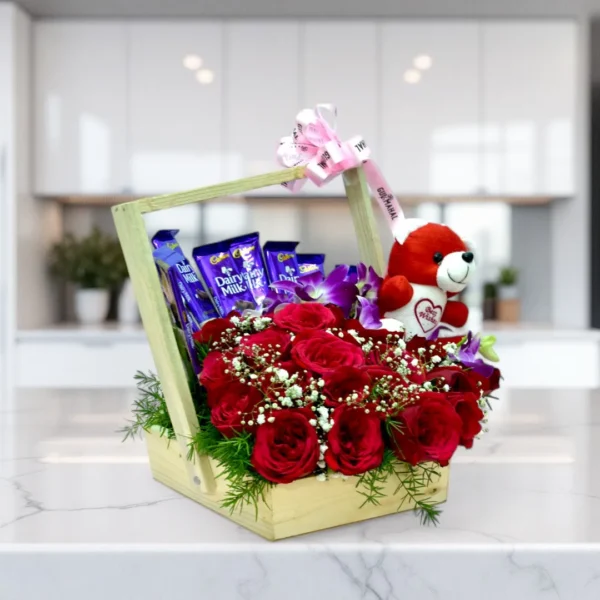 Red Rose and Chocolate Basket - 3