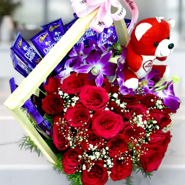 Red Rose and Chocolate Basket - 4