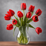 Beautiful Red tulip flowers in a vase