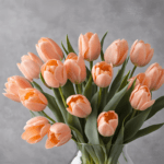 Beautiful Peach tulip flowers in a vase