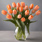 Beautiful Peach tulips flowers in a vase