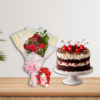 Mini Red Rose Bouquet & Cake Combo