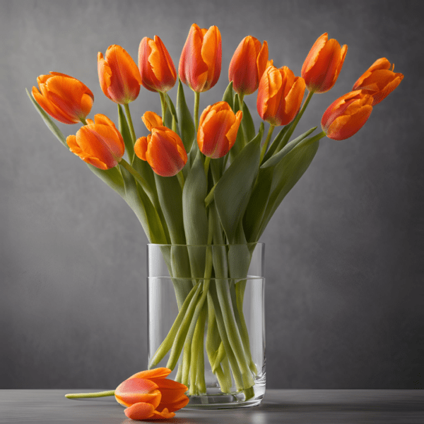 Beautiful Orange tulip flowers in a vase