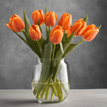 Beautiful Orange tulips flowers in a vase