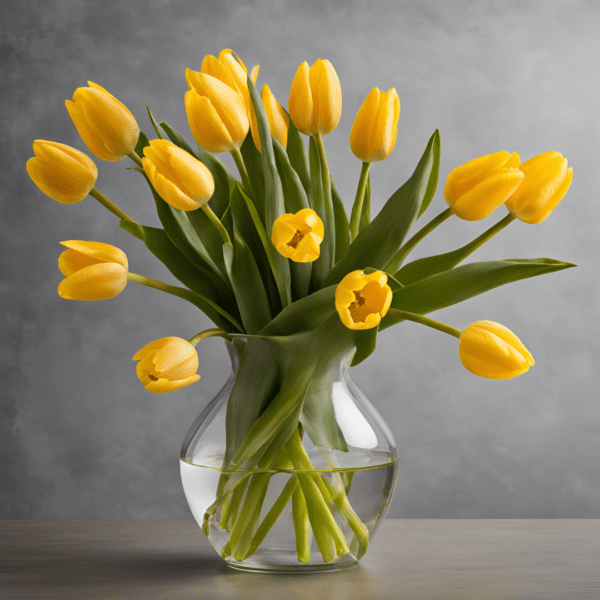 Beautiful Yellow tulip flowers in a vase