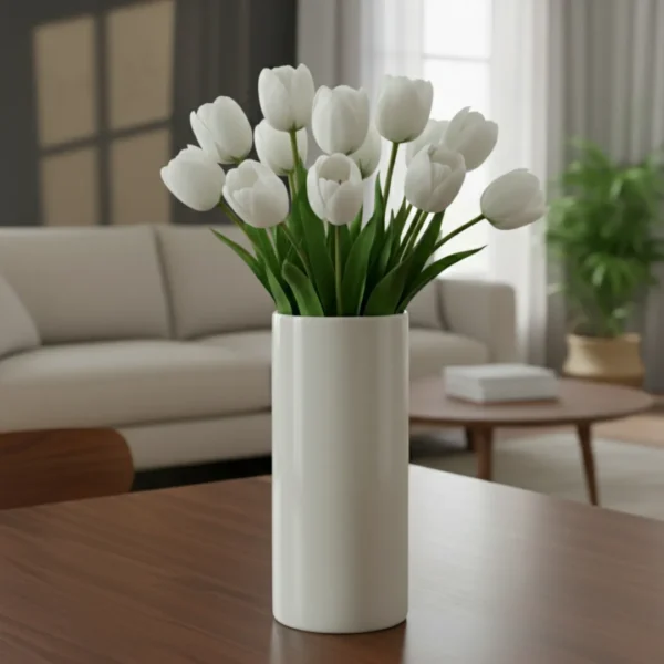 White Tulips Flowers in a Vase