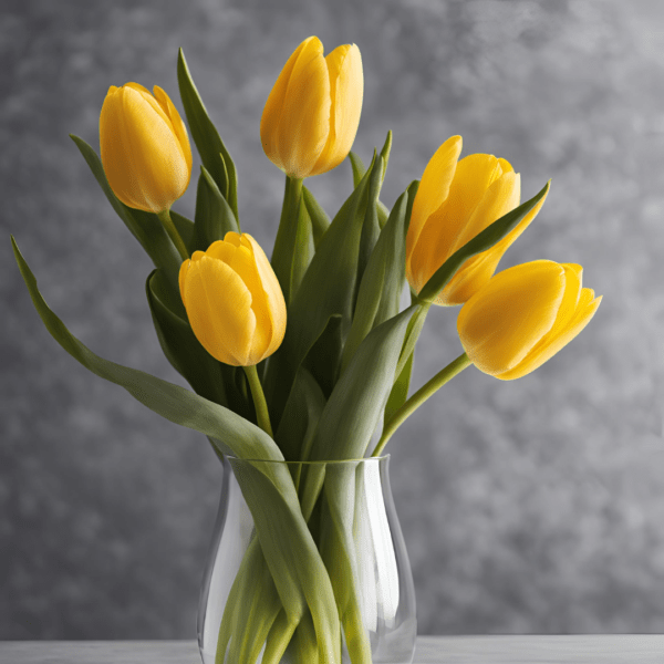 Beautiful Yellow tulips flowers in a vase