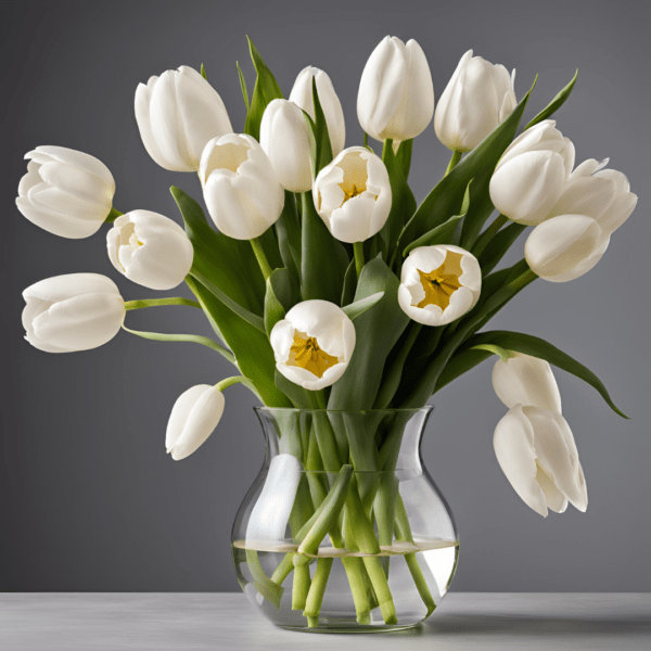 Beautiful White tulips flowers in a vase