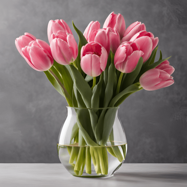 Beautiful Pink tulip flowers in a vase