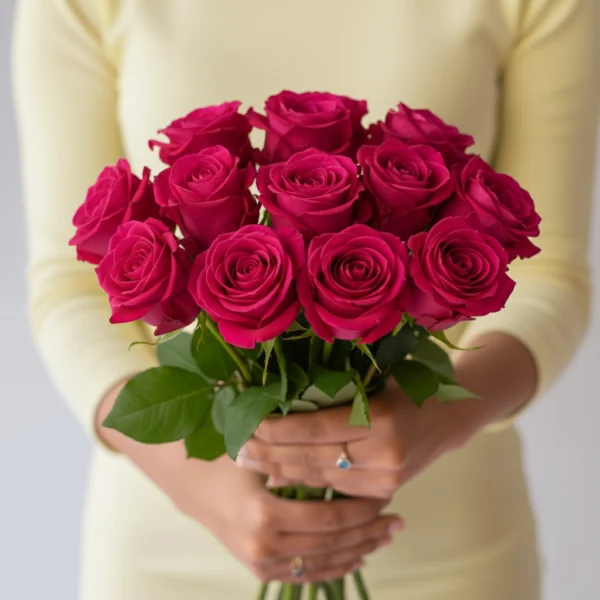 Dark Pink Roses held in Hand