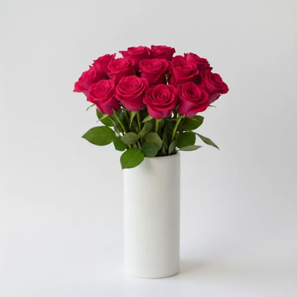 Dark Pink Roses in a Vase