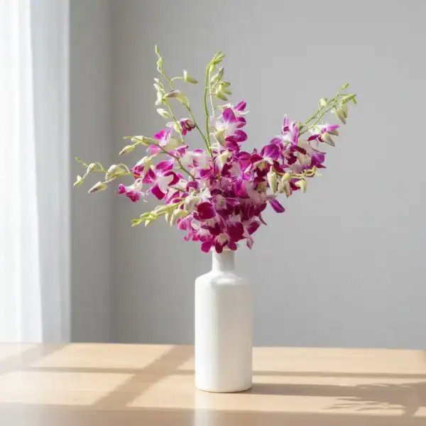 Purpe Orchids in a Vase
