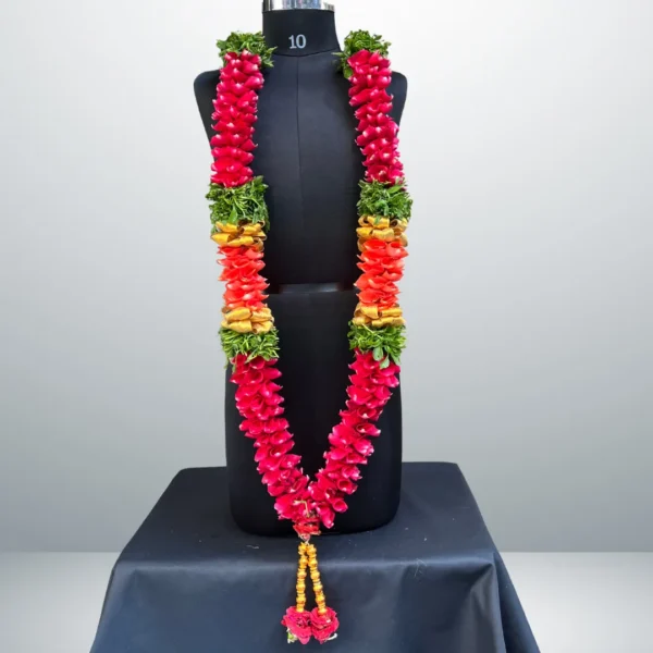 Red rose petals garland - made with fresh roses