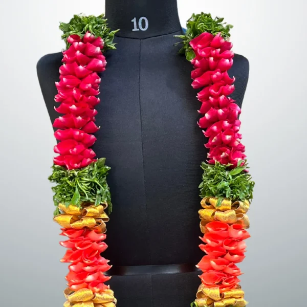 Red rose petals garland - made with fresh roses just for you