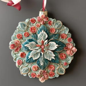 Handmade Christmas ornament with floral pattern