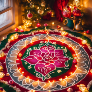 Colorful flower Rangoli design