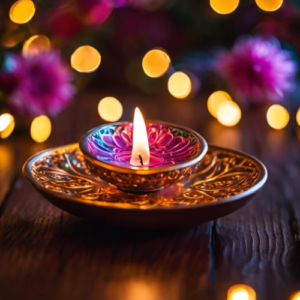 Hand painted and decorated Diya for festival