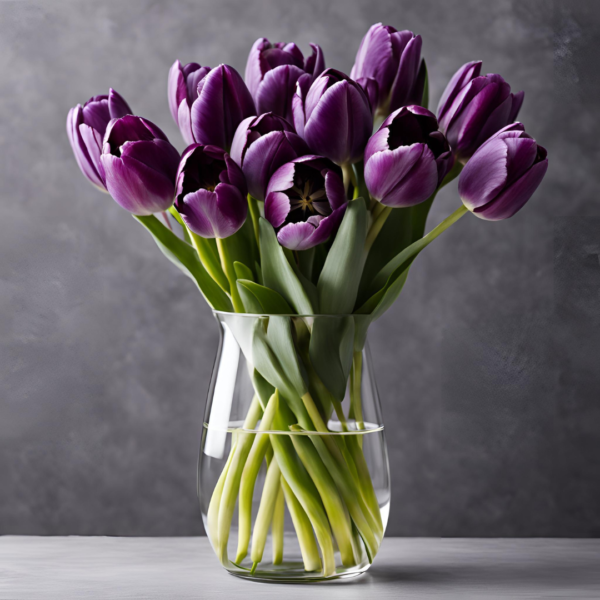 Purple tulips in a vase