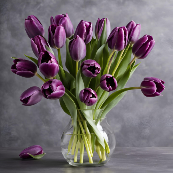 Purple tulips in a vase