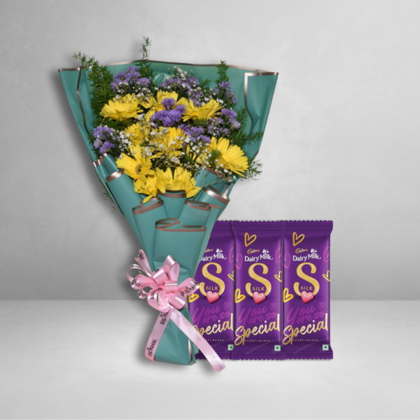 Gerbera Flower bouquet & Cadbury Silk chocolate combo