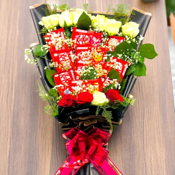 Kitkat chocolate & Flower bouquet
